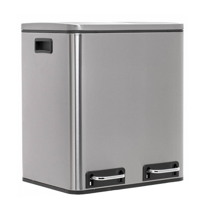 Balde Inox 30L Reciclagem com Pedal 2x15L